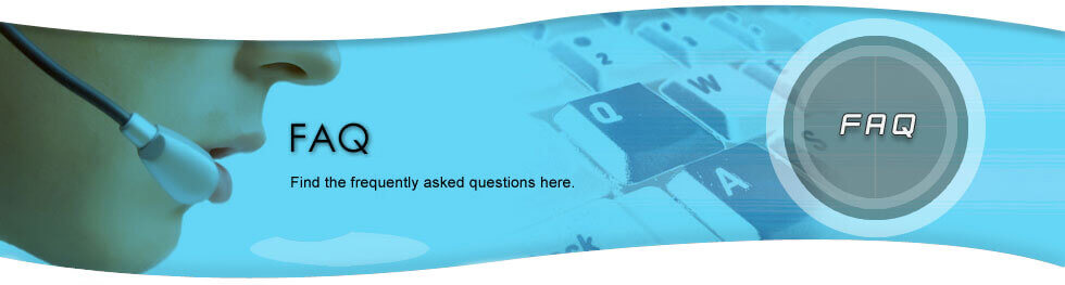 Phone Operator with Headset on blue background with keyboard keys fading in; the letters FAQ displayed prominently.