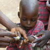 Child being given medical treatment.