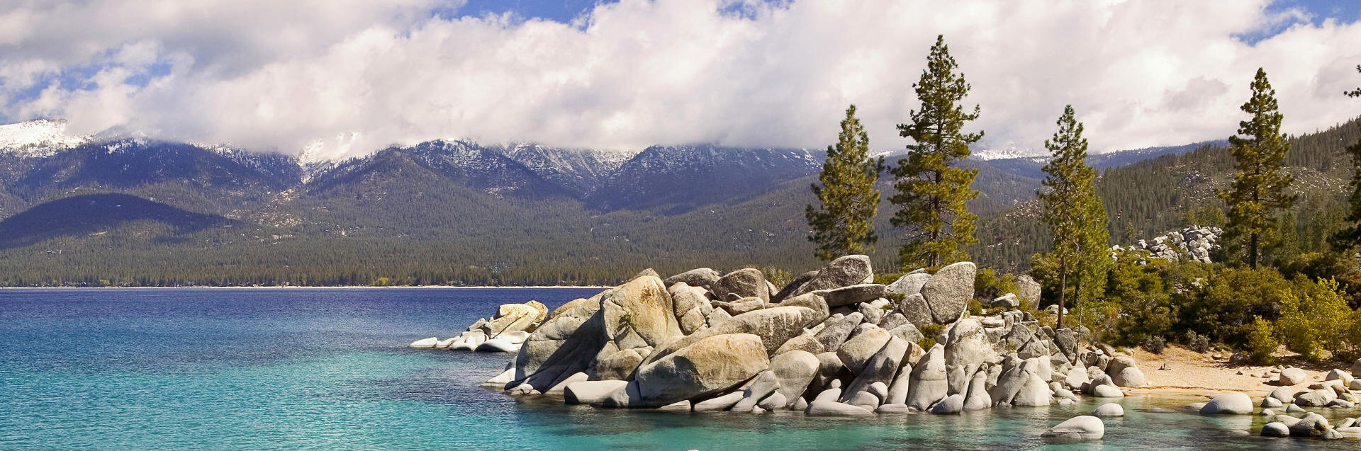 Crystal clear lake in the mountains of Lake Tahoe